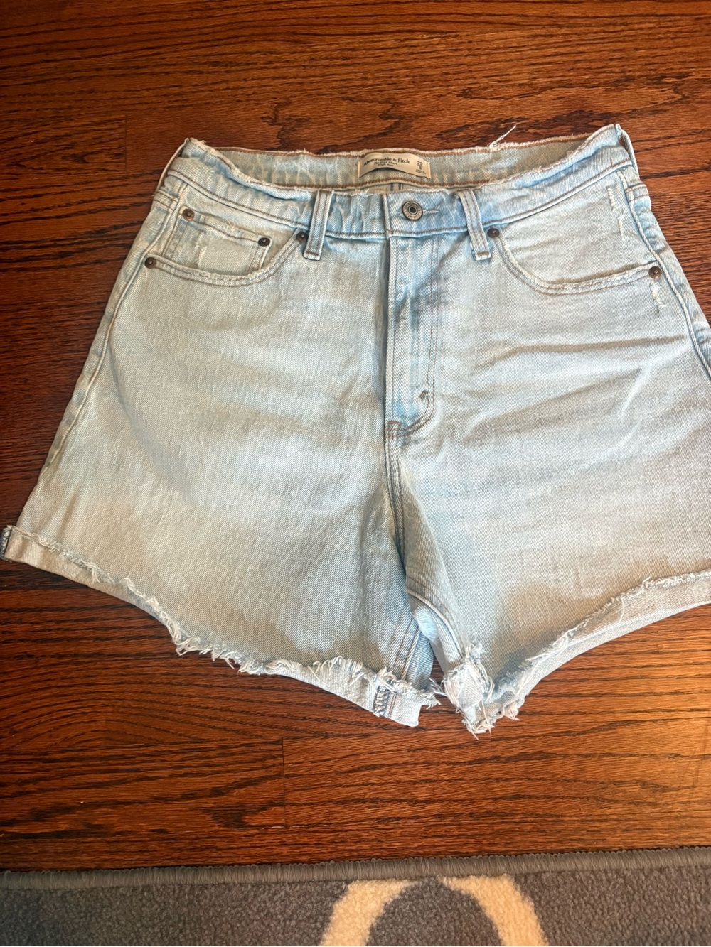 Abercrombie Light Blue Denim Women's High-Rise Cutoff Shorts